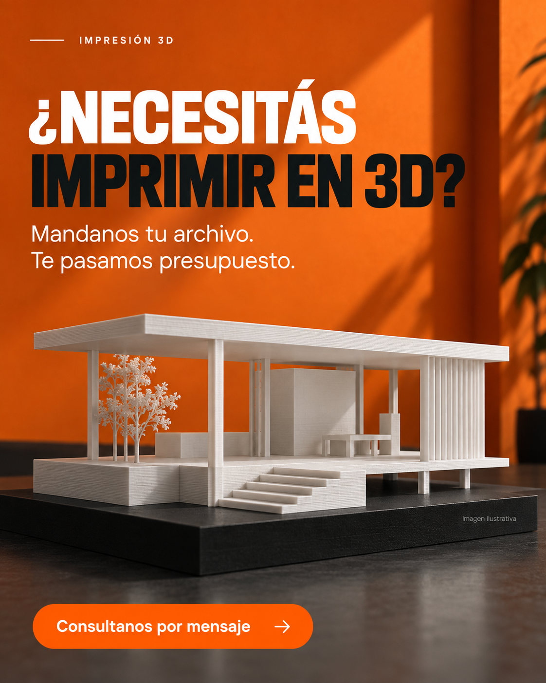 ¿Necesitás imprimir en 3D? Mandanos tu archivo y te pasamos presupuesto. Maqueta ilustrativa de un pabellón.